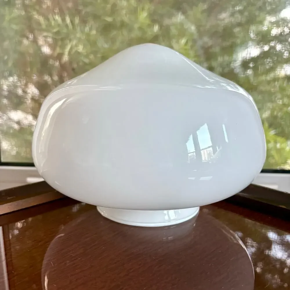 Vintage Milk Glass Lamp Shade, Mushroom Dome Shape, 4” Fitter